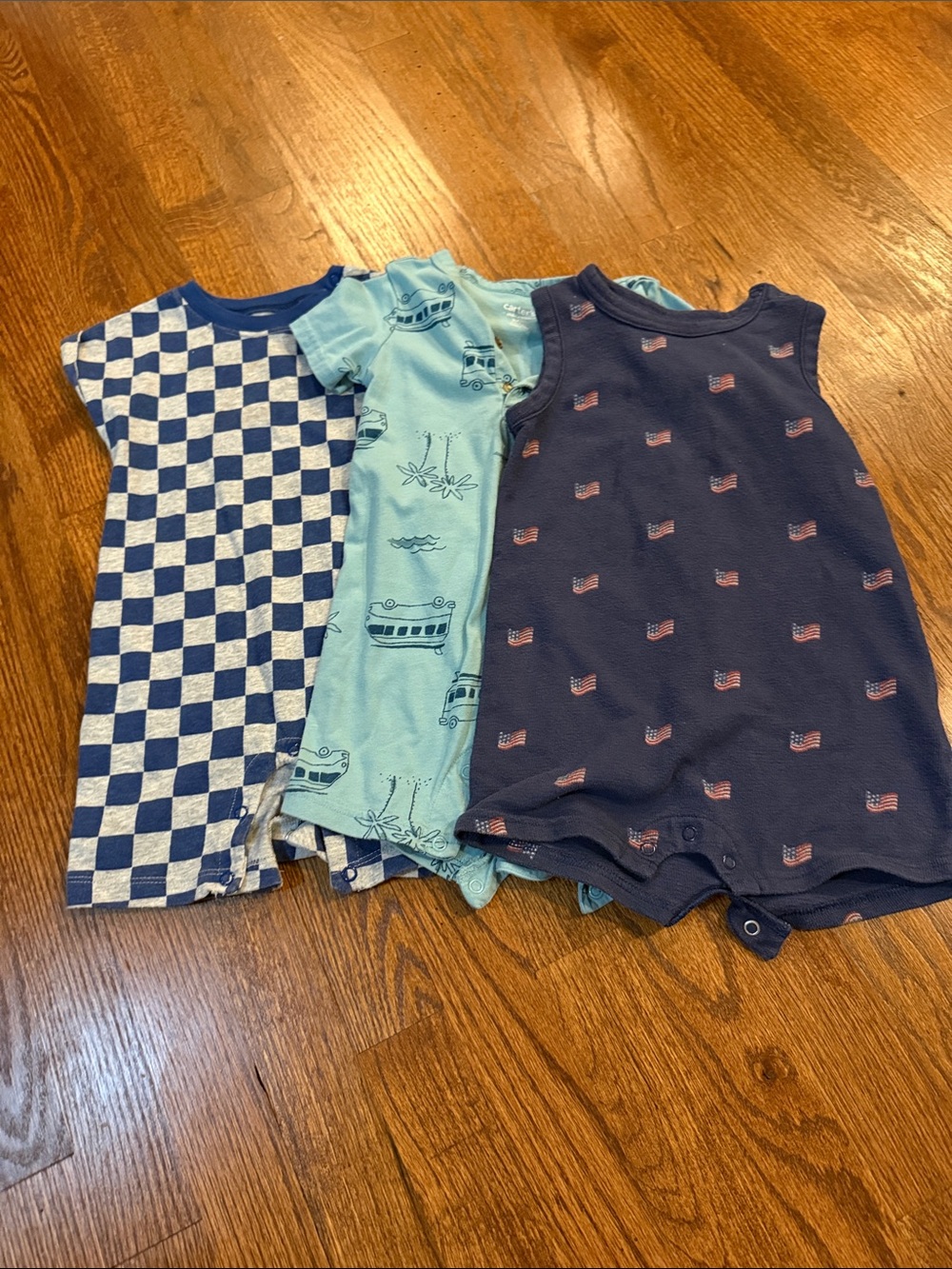 Kids Navy & Light Blue Cotton Romper Pack